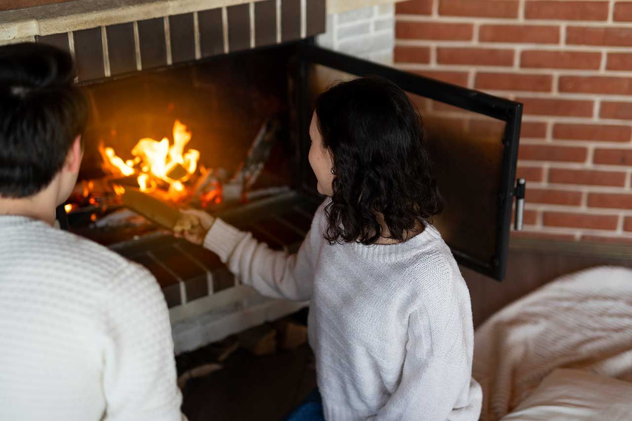 Un insert avec foyer fermé installé dans une cheminée